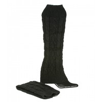 Socks/ Leg Warmers - 12 Pairs Knitted Leg Warmers - Black - SK-F1004BK